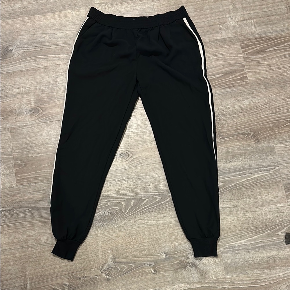 JOIE Mariner Black Jogger Pants white side stripe dress pant